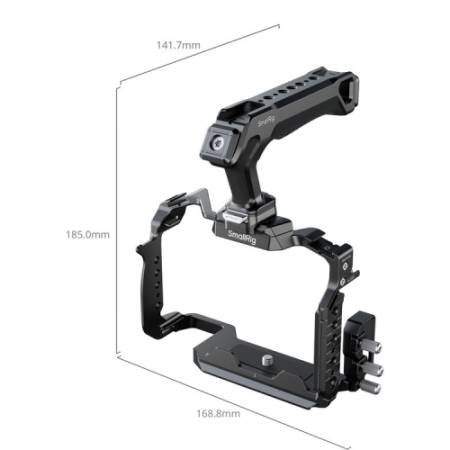 SmallRig 5752 - zestaw, klatka, uchwyt górny, zacisk kabla HDMI i USB-C, do Panasonic LUMIX G9 II / S5 II / S5 IIX - wymiary